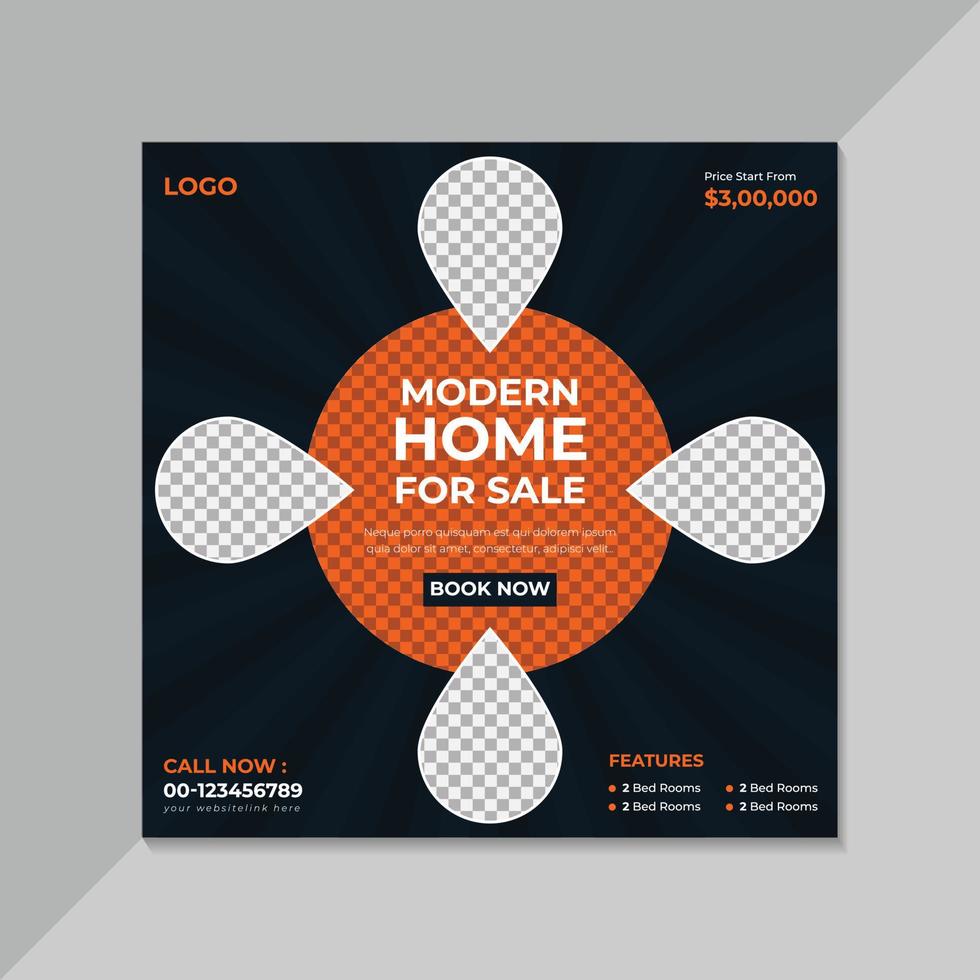Real Estate Social Media Banner Design, Business Social Media Post Template, Free Vector
