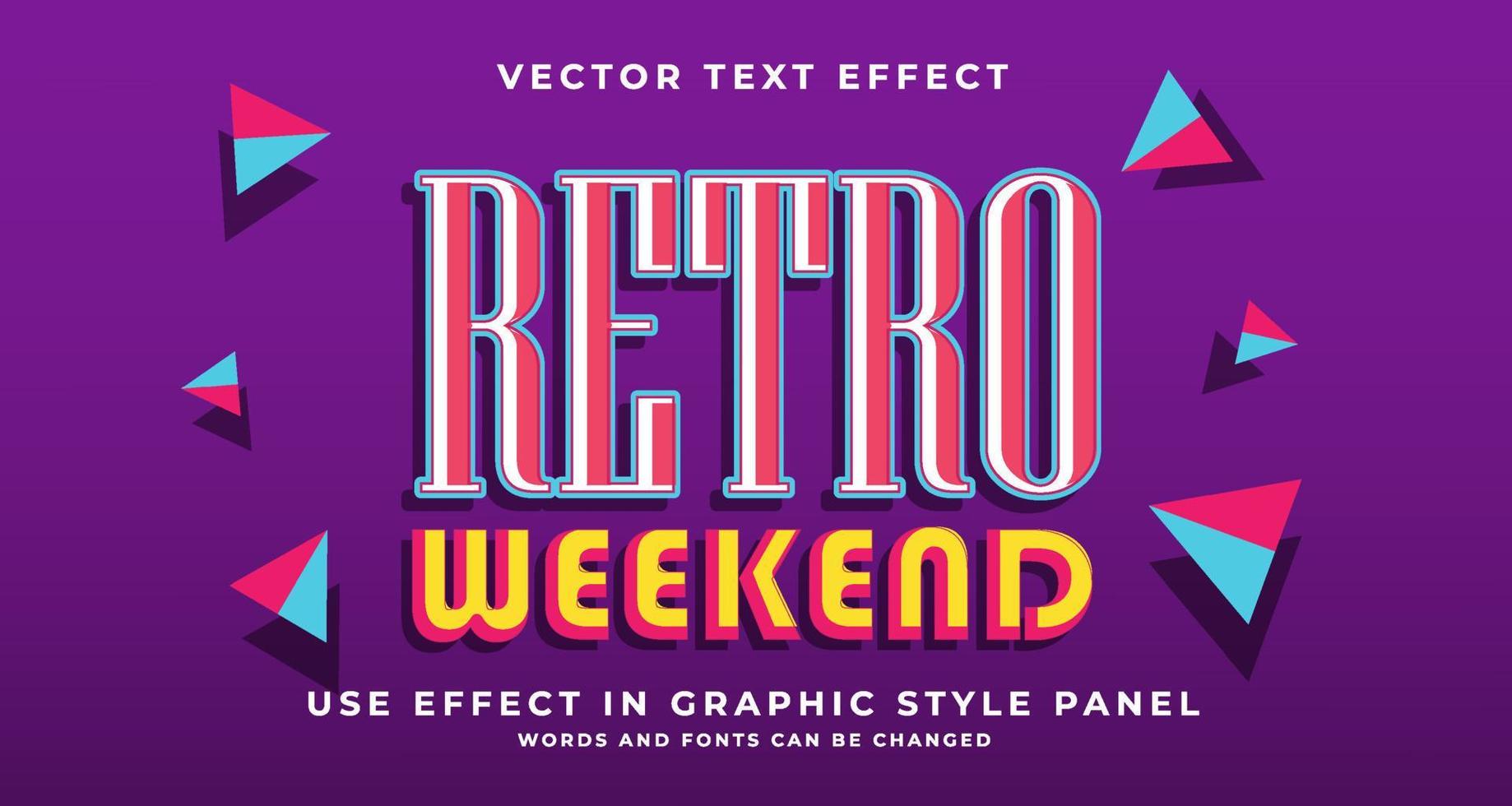 efecto de texto editable estilo retro vector