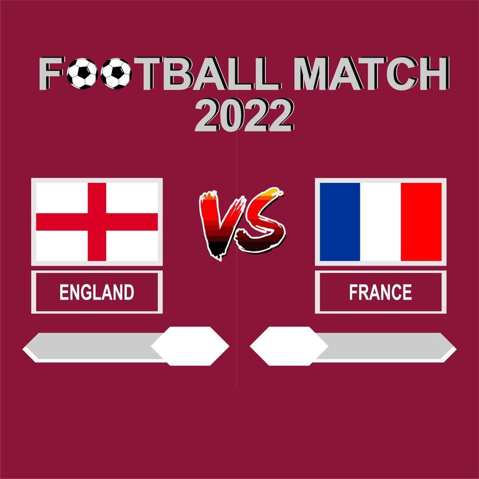 England vs France football cup 2022 red template background vector for schedule or result match quarter finals