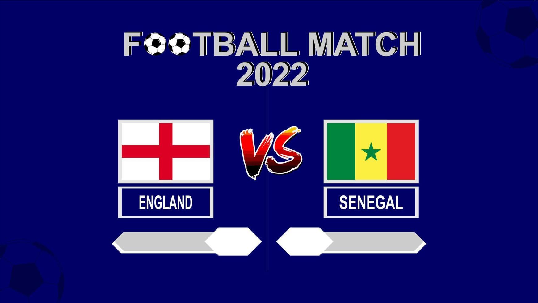 inglaterra vs senegal copa de fútbol 2022 vector de fondo de plantilla azul para calendario o partido de resultados