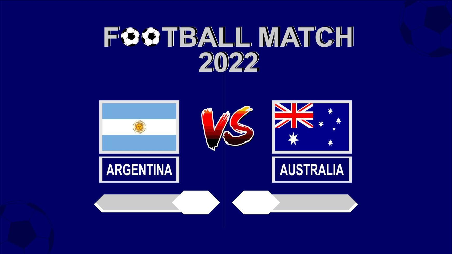 argentina vs australia copa de fútbol 2022 vector de fondo de plantilla azul para calendario o partido de resultados ronda de 16