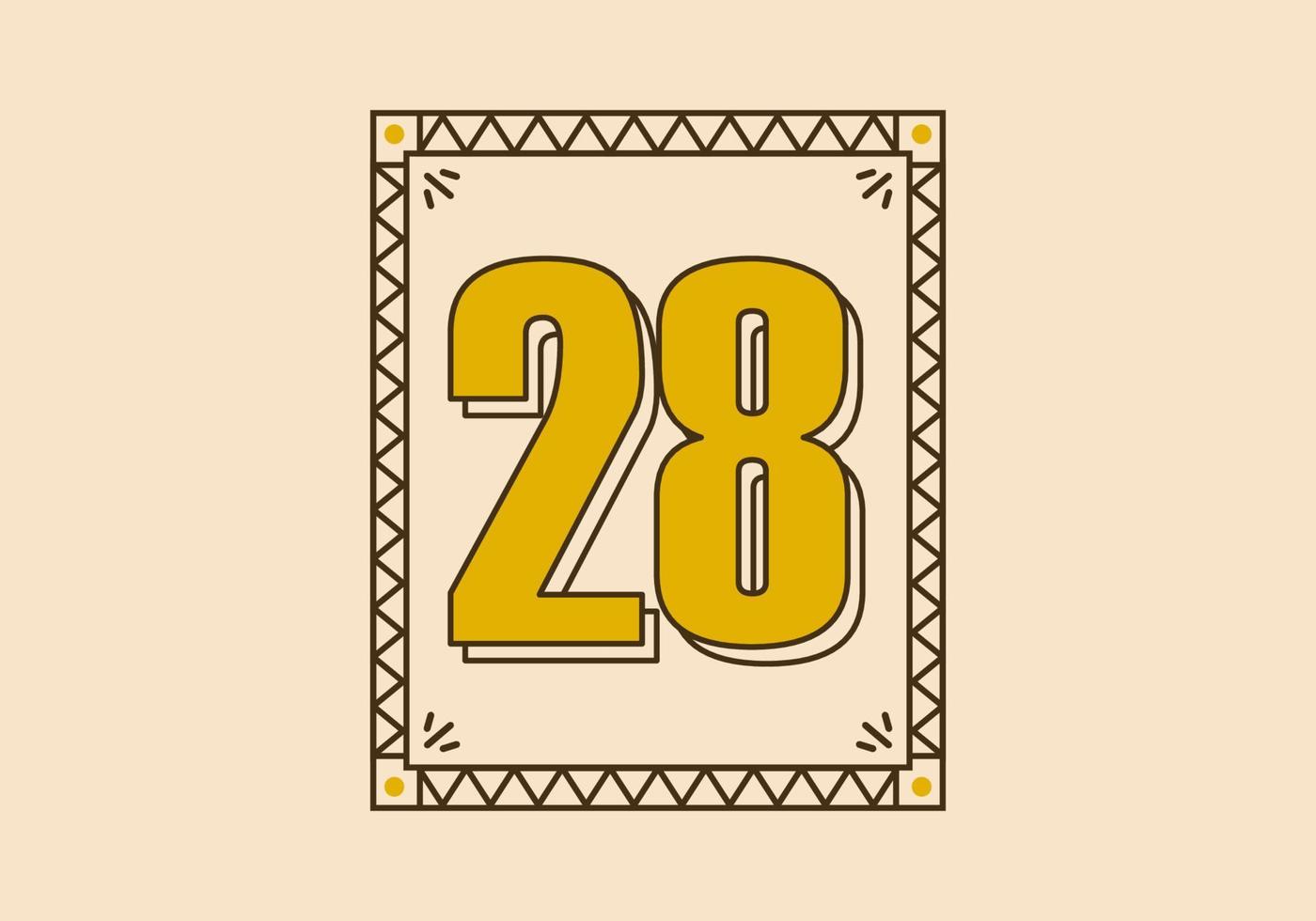 Vintage rectangle frame with number 28 on it vector
