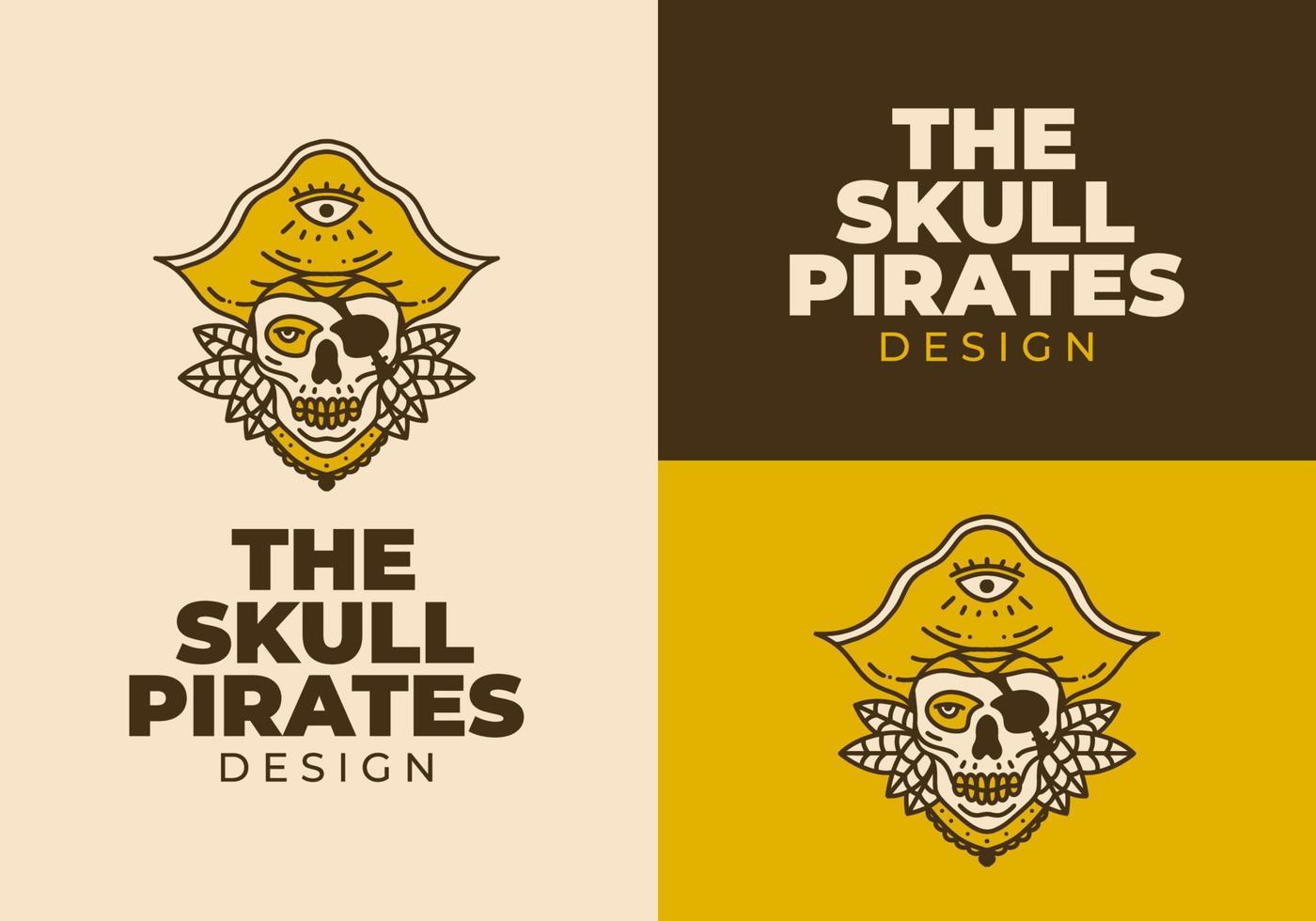 Vintage art illustration of the skull pirates vector