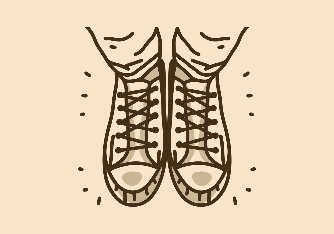 Vintage illustration of shoes in top view vector