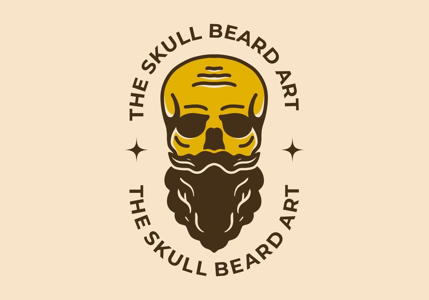 Vintage illustration of skull with long mustache and beard vector