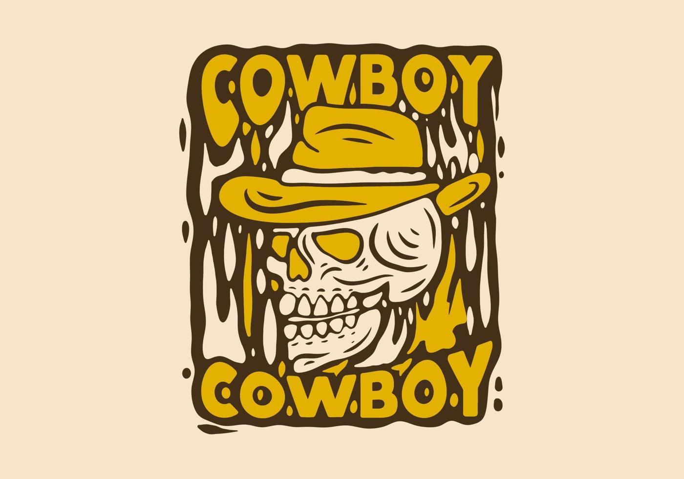 Vintage illustration drawing of cowboy skull vector