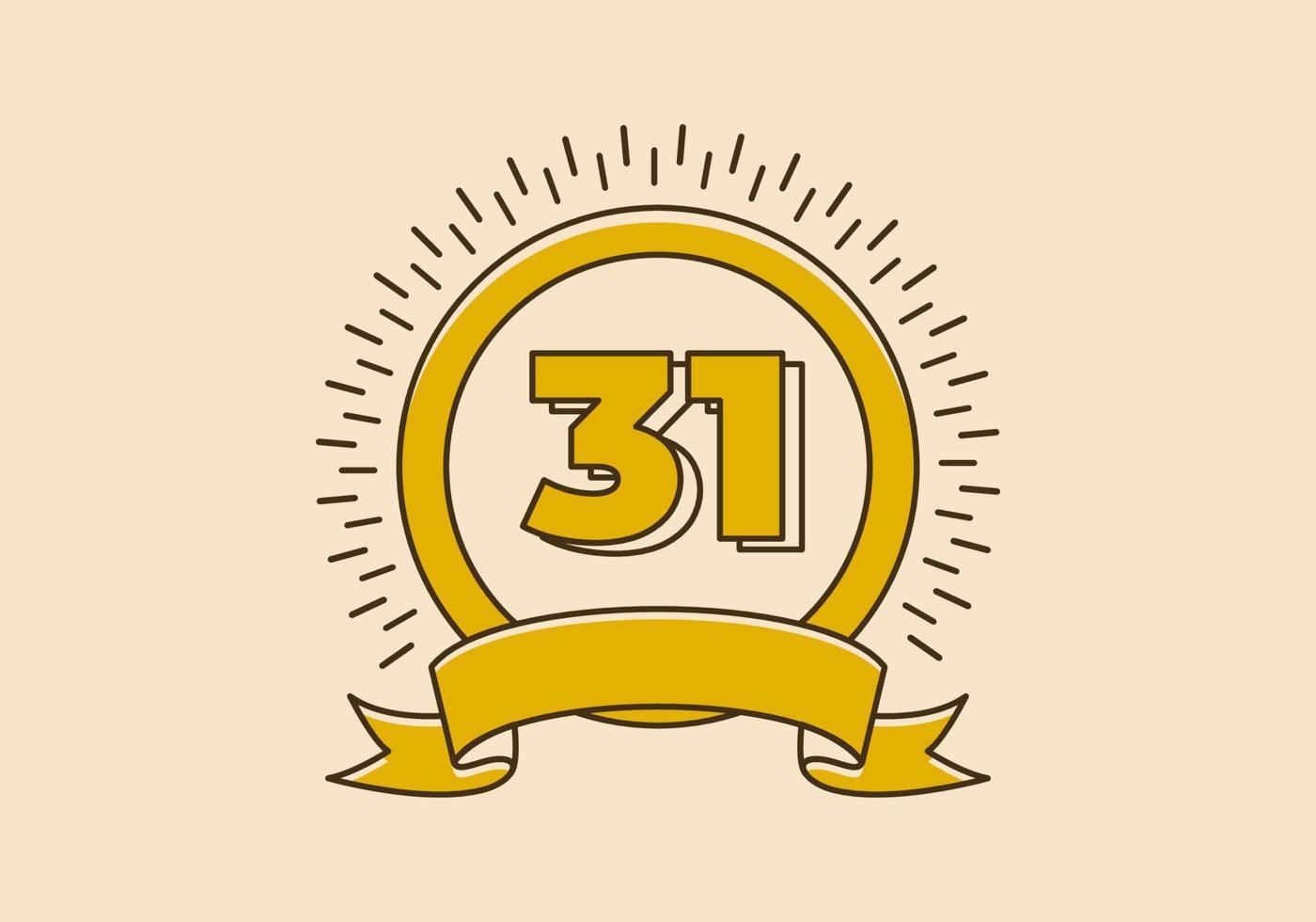 insignia de círculo amarillo vintage con el número 31 en él vector