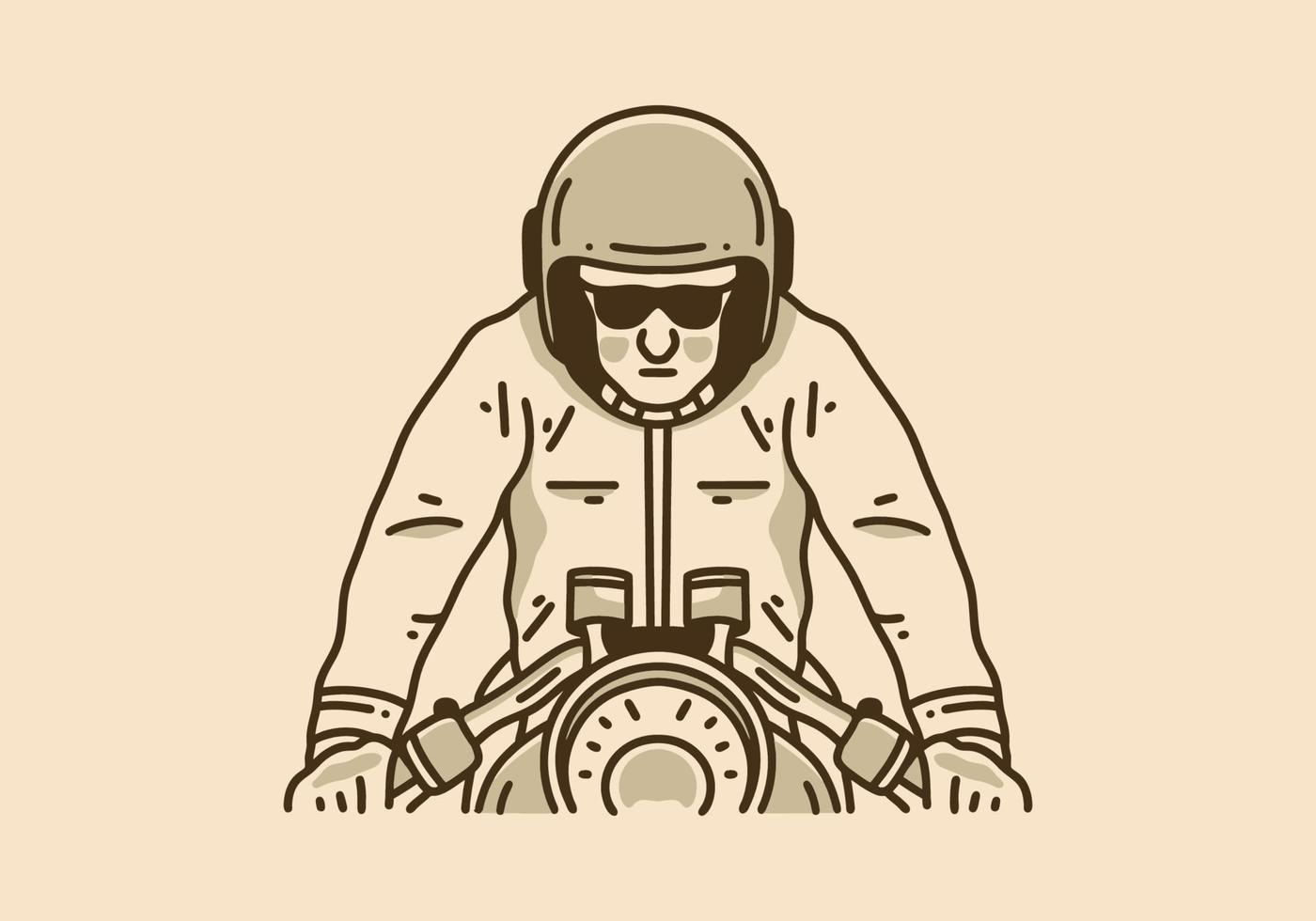 Vintage art illustration of a man on a motorbike vector