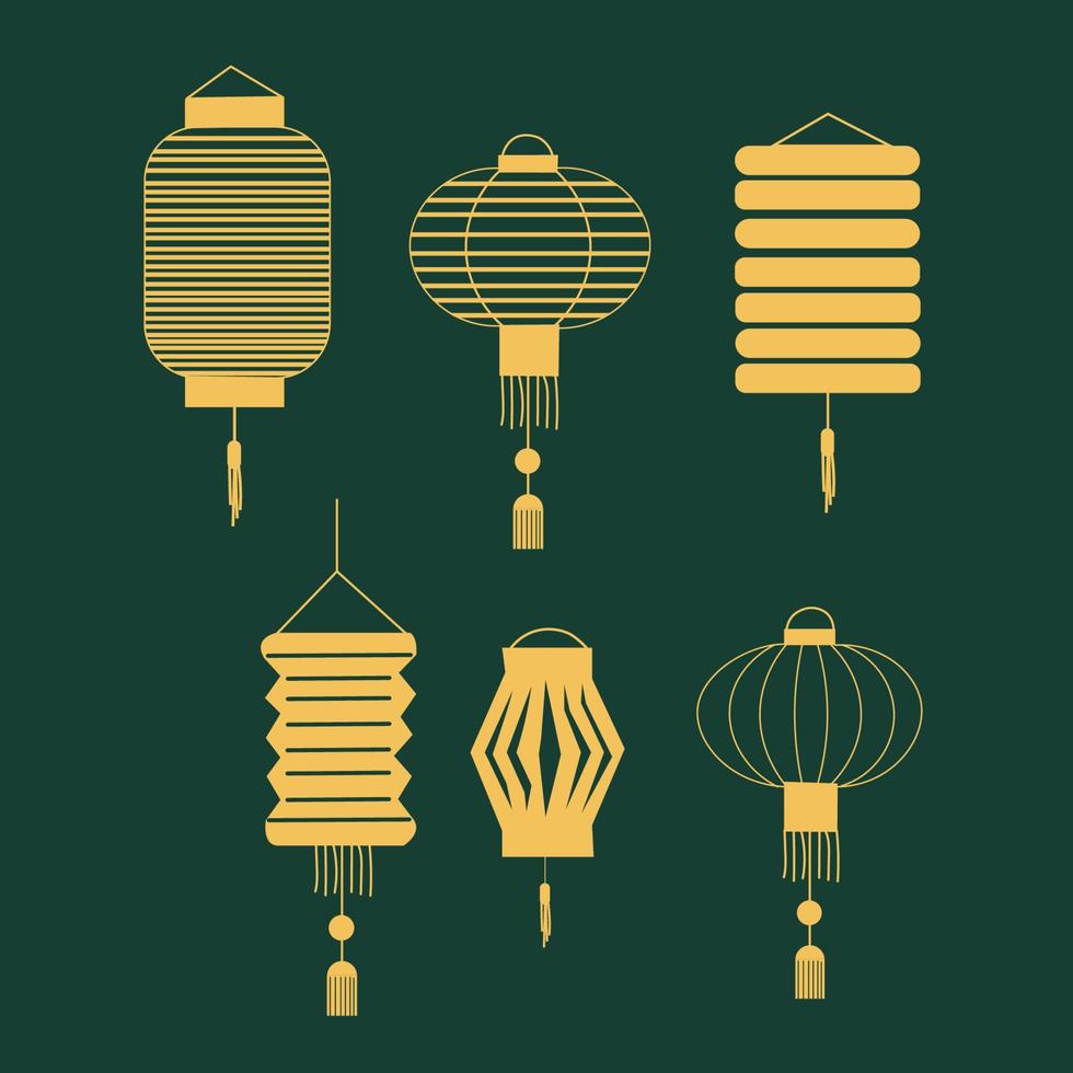 conjunto de linternas de año nuevo chino vector