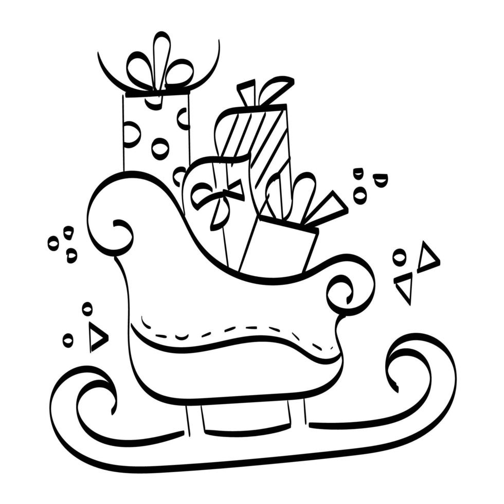 Hand Drawn outline Christmas Illustration. vector