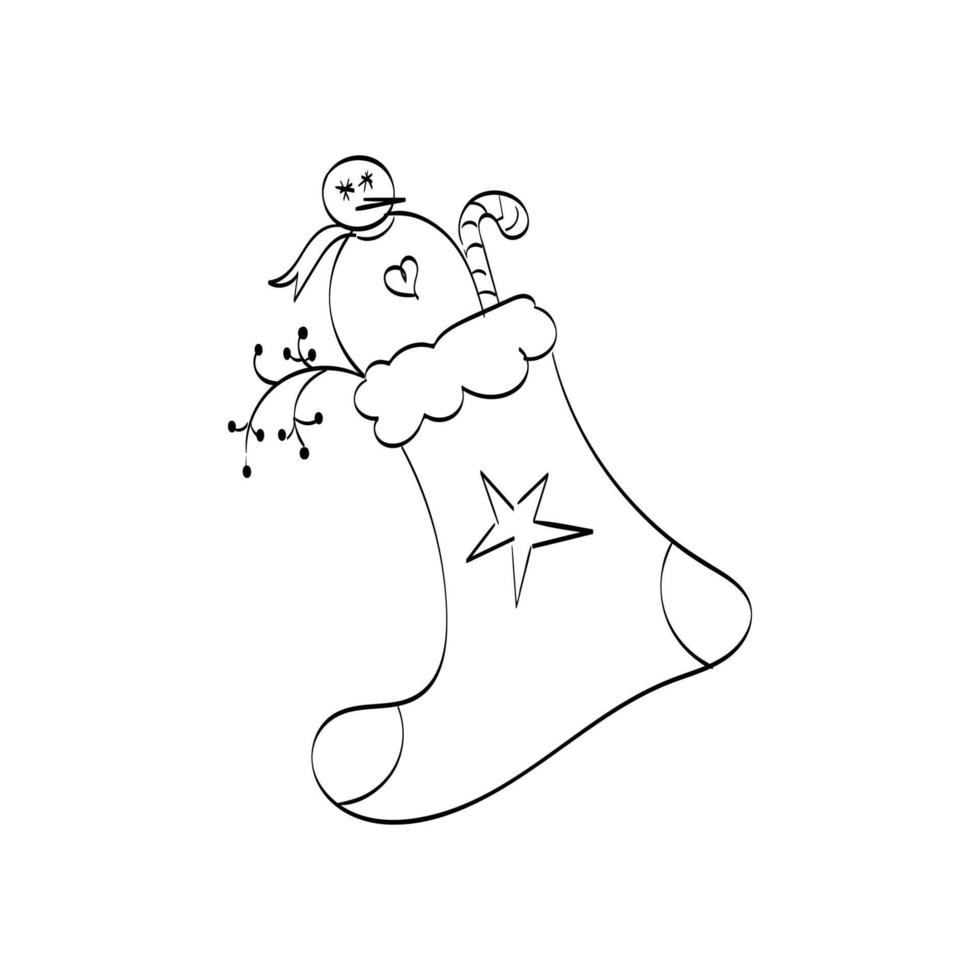 Hand Drawn outline Christmas Illustration. vector