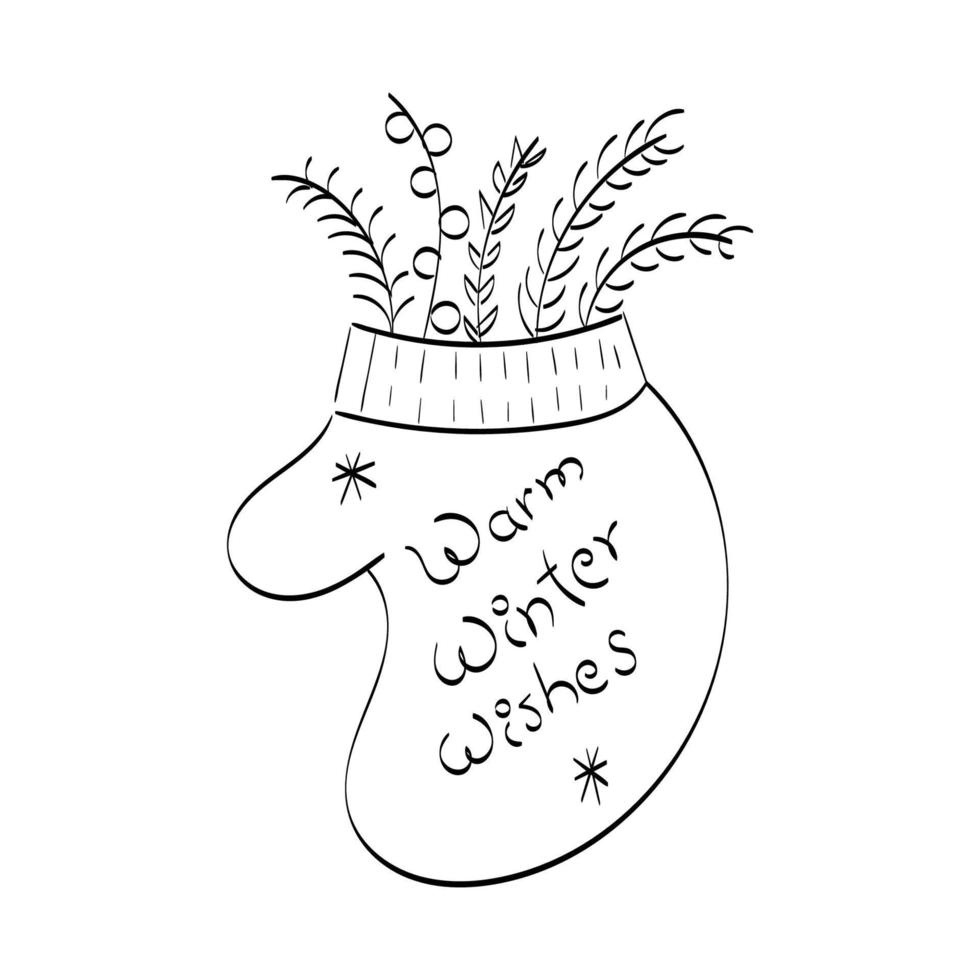 Hand Drawn outline Christmas Illustration. vector