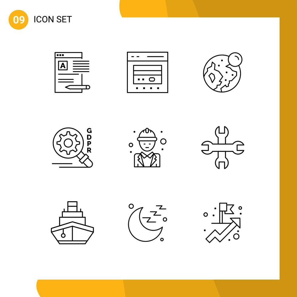 Outline Pack of 9 Universal Symbols of chief search ecommerce gdpr world Editable Vector Design Elements