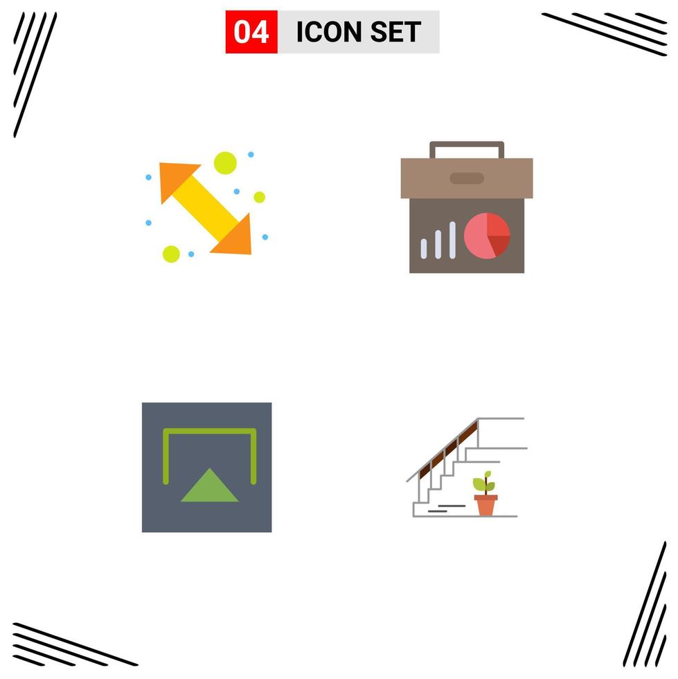 Modern Set of 4 Flat Icons Pictograph of arrow marketing right data airplay Editable Vector Design Elements
