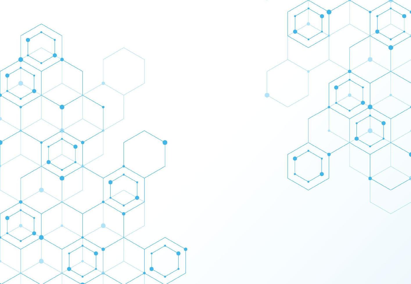 Abstract hexagonal molecular structures in technology background and science style. Medical design. Vector illustration