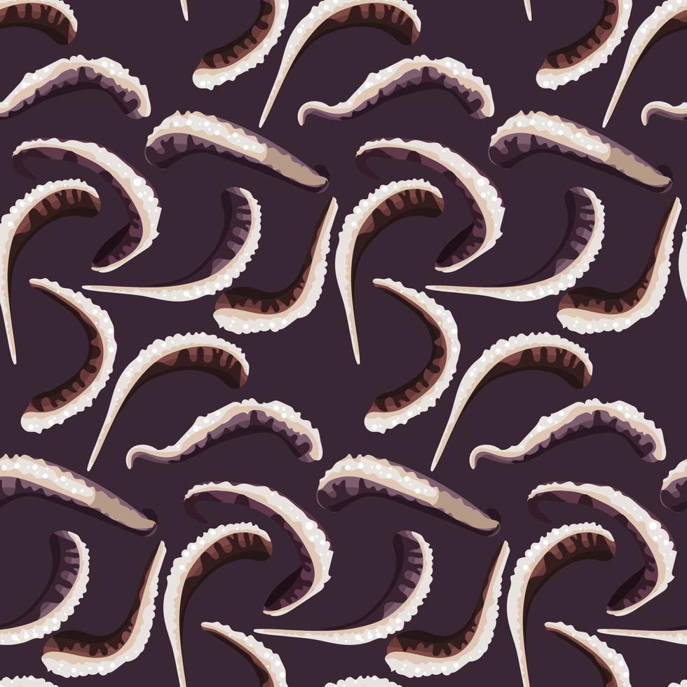 un patrón de tentáculos de pulpo sobre un fondo morado. comida asiática con mariscos. adecuado para imprimir en textiles y papel para ilustración de cocina. envoltorio de regalo vector