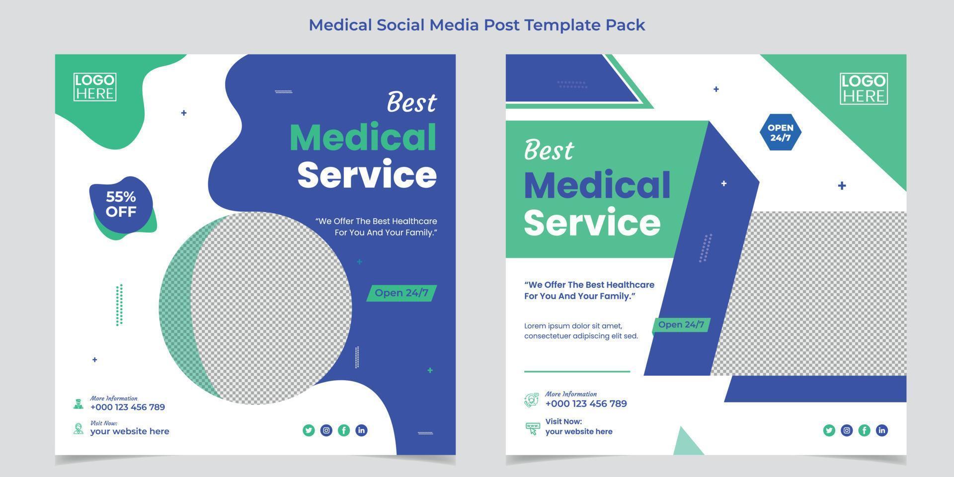 Best Medical Service social media and instagram post banner template design vector