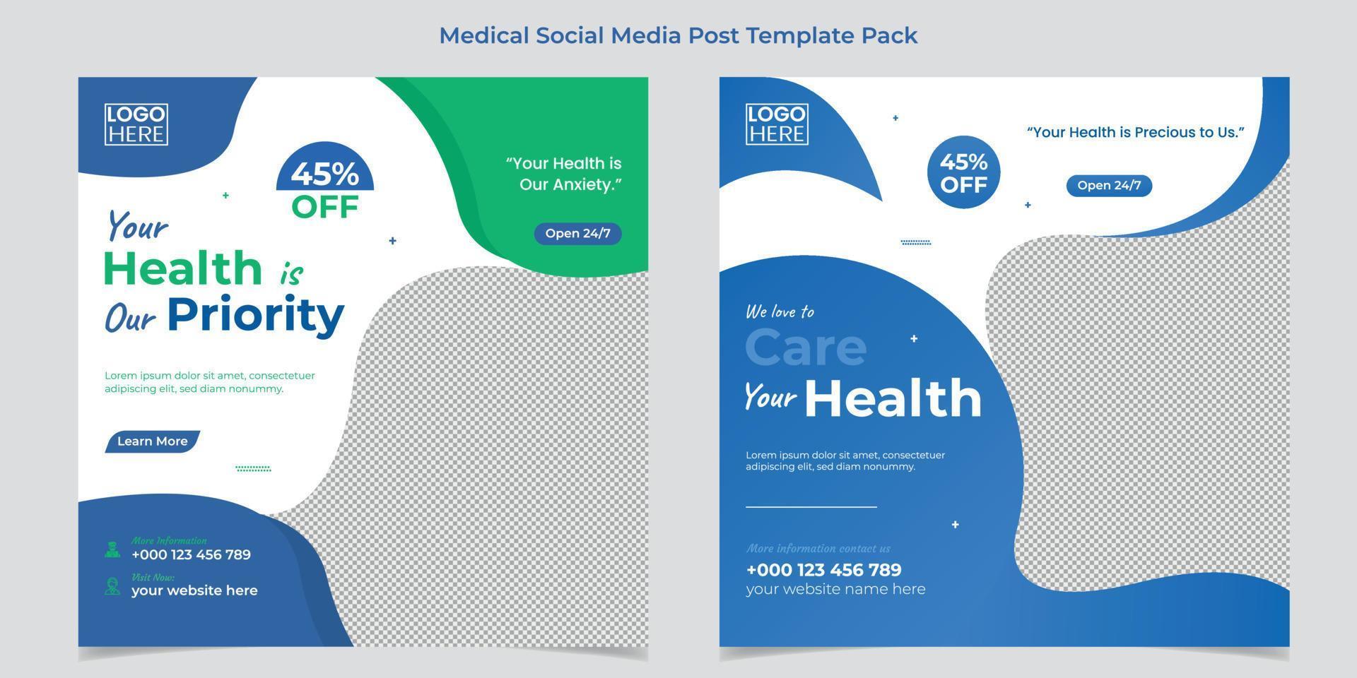 Medical healthcare web banner or square flyer or social media post template design vector