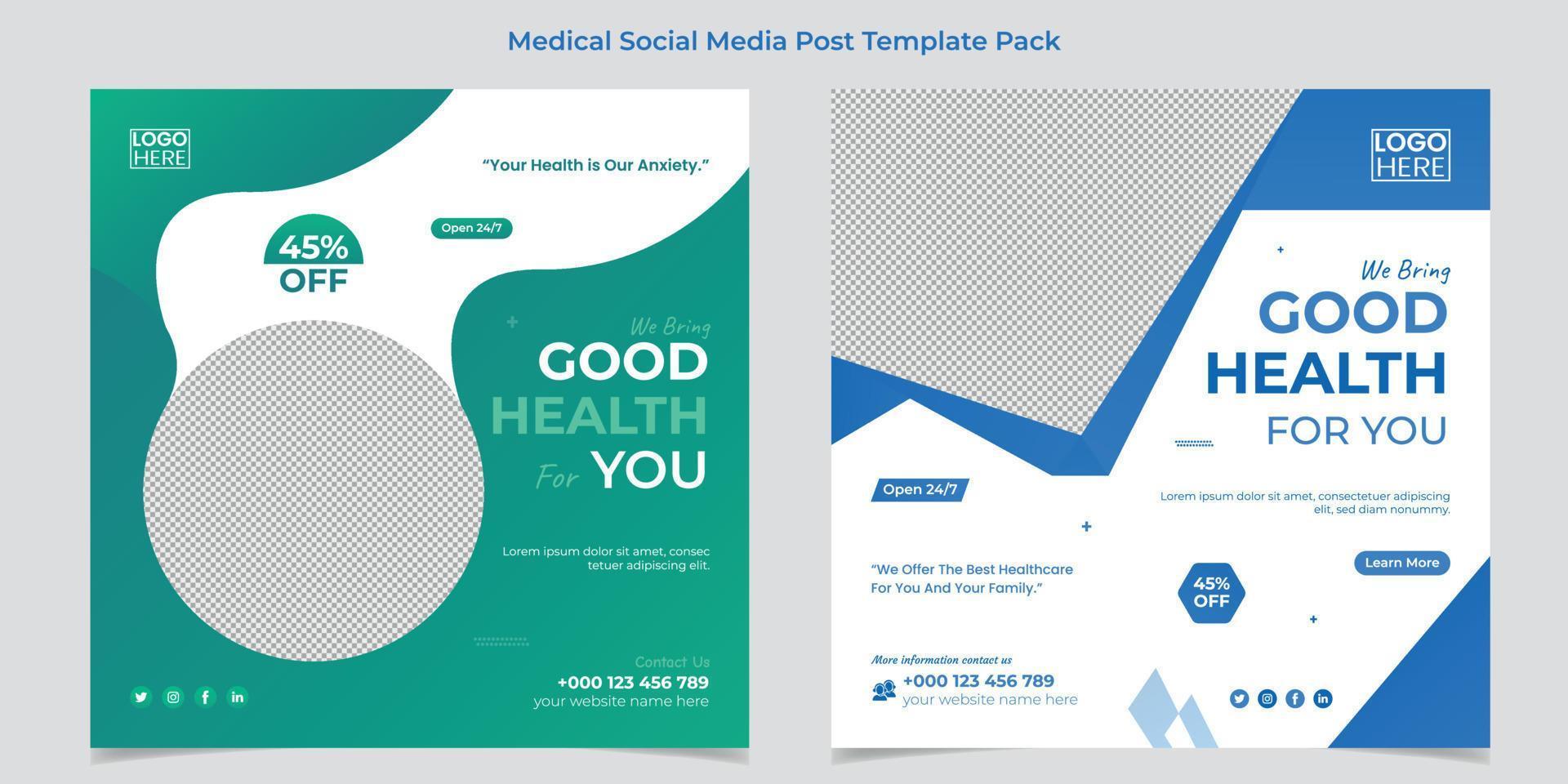 Medical healthcare web banner or square flyer or social media post template design vector