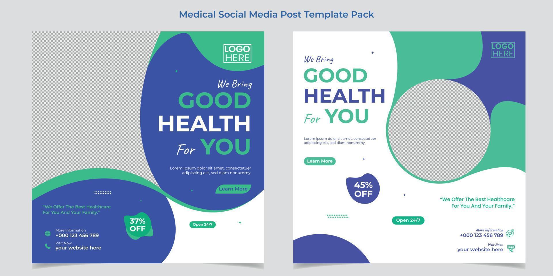 Medical healthcare web banner or square flyer or social media post template design vector
