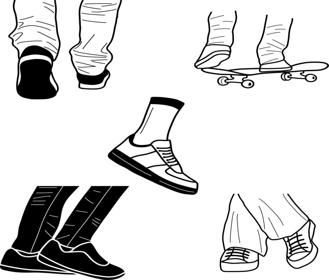 Handdraw doodle foot using shoe vector