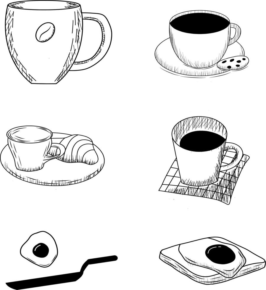 Handdraw doodle of breakfast menu vector