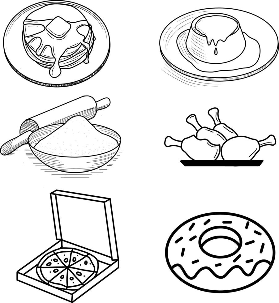 Handdraw doodle of food vector