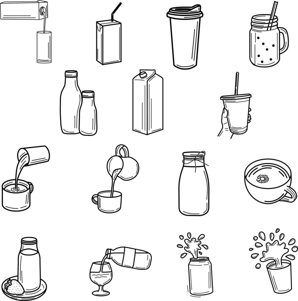 Handdraw doodle of drink packaging vector