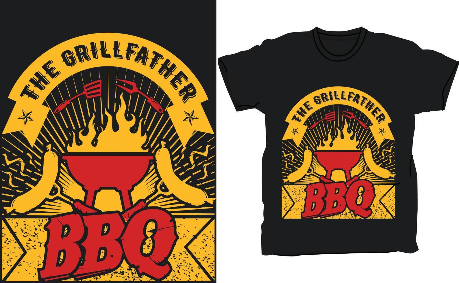 el diseño de camisetas tipográficas vectoriales grillfather bbq. perfecto para imprimir artículos y bolsas, carteles, tarjetas, ilustración vectorial. aislado en negro. vector