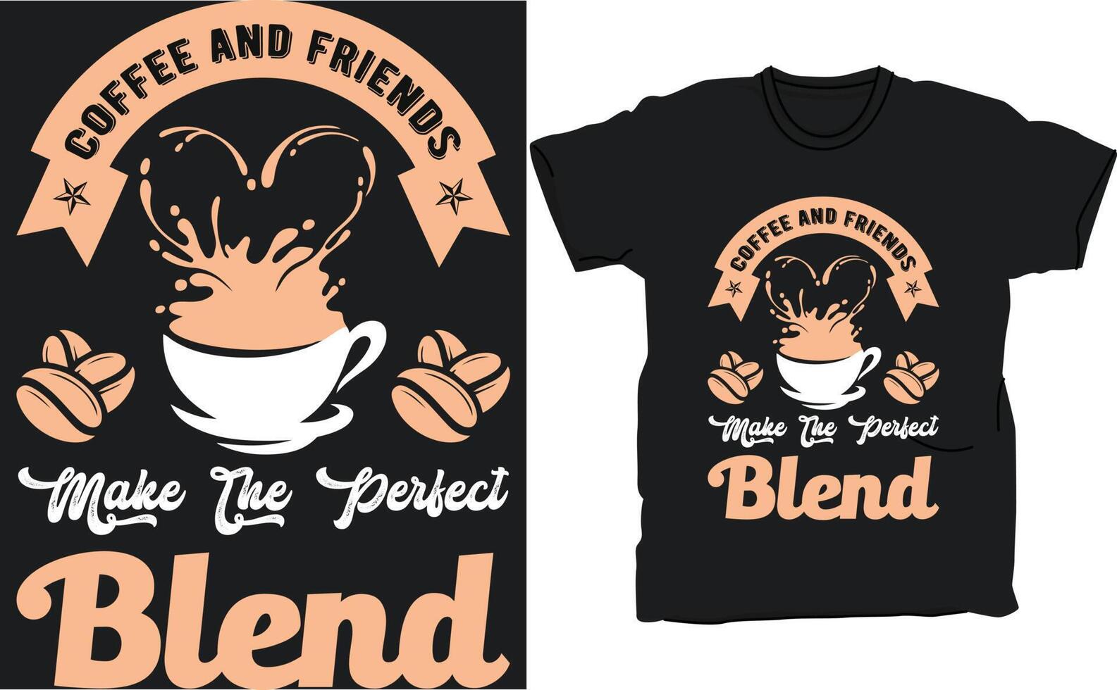 el café y los amigos hacen la combinación perfecta, diseño de camisetas para amantes del café, diseño de tipografía de café, tipografía de citas en tazas de café, diseño de camisetas vector