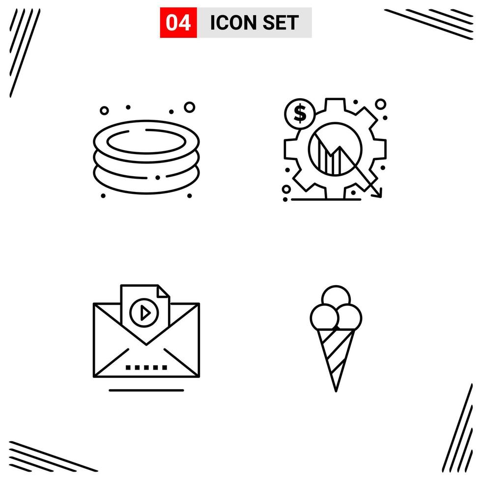 4 Icons Line Style Grid Based Creative Outline Symbols for Website Design Simple Line Icon Signs Isolated on White Background 4 Icon Set Creative Black Icon vector background