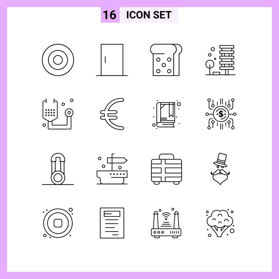 16 Icons in Line Style Outline Symbols on White Background Creative Vector Signs for Web mobile and Print