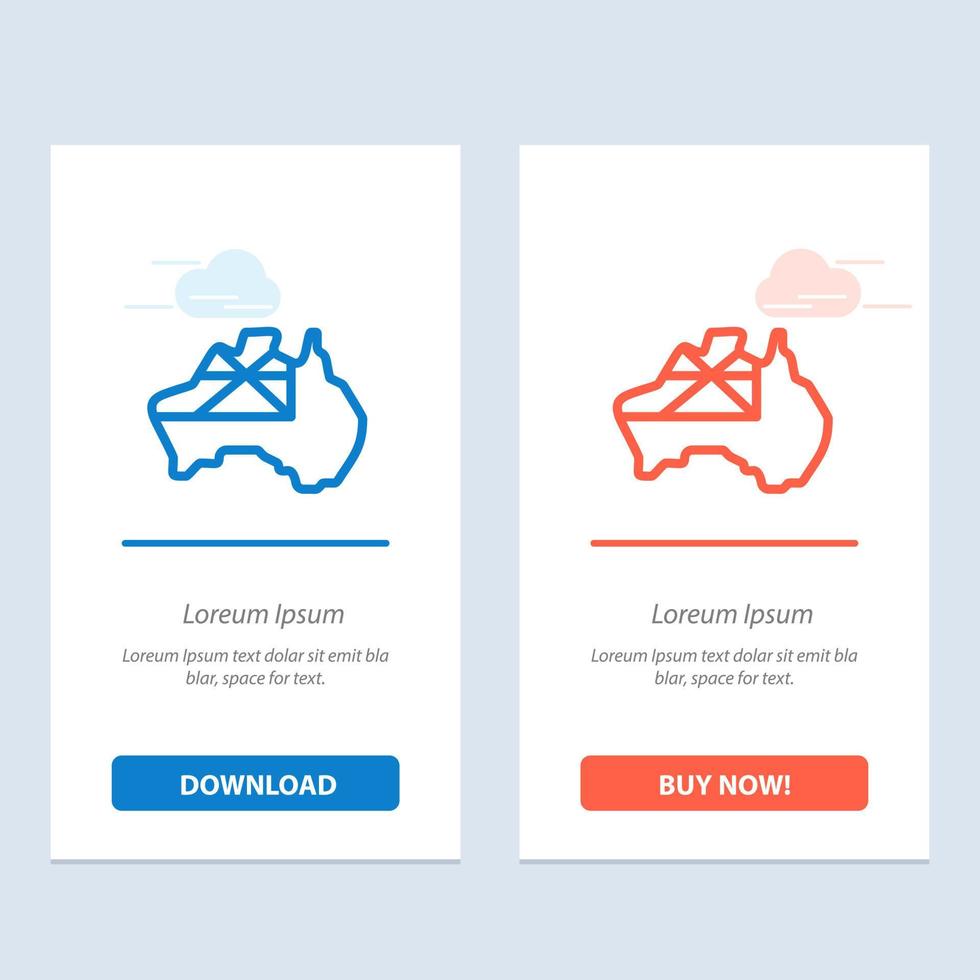 Australia Map Country Flag  Blue and Red Download and Buy Now web Widget Card Template vector