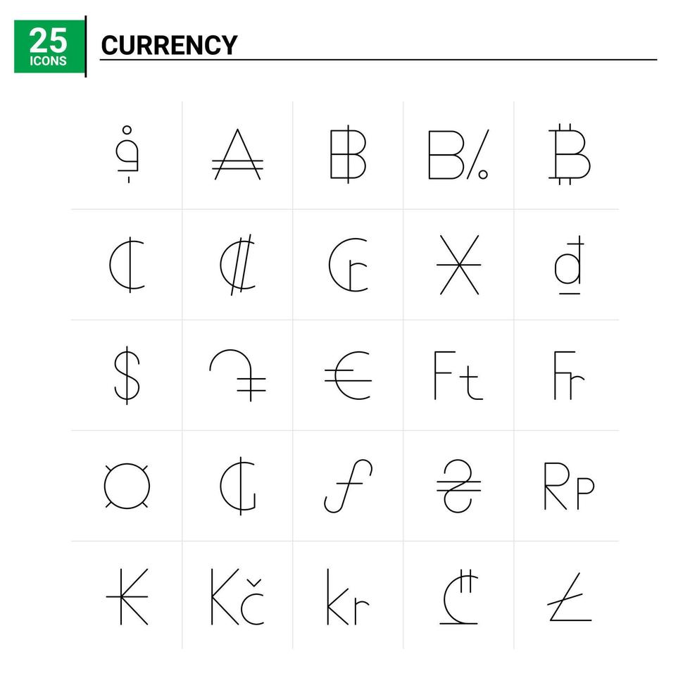 25 Currency icon set vector background