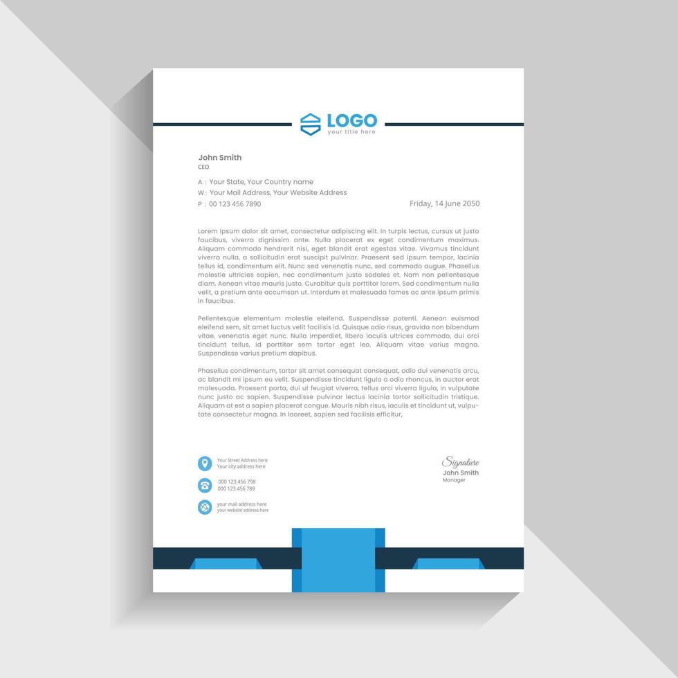 Corporate modern clean letterhead template vector