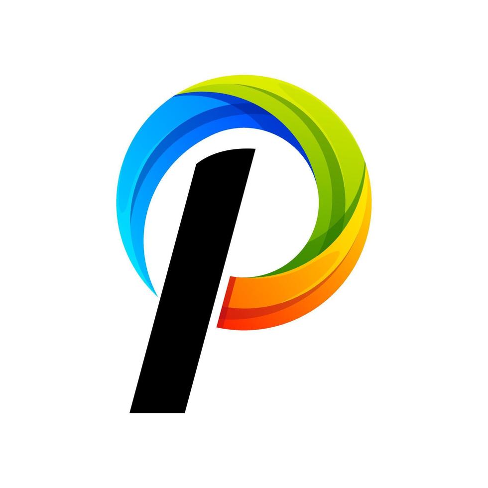 letter p  colorful gradient logo design vector