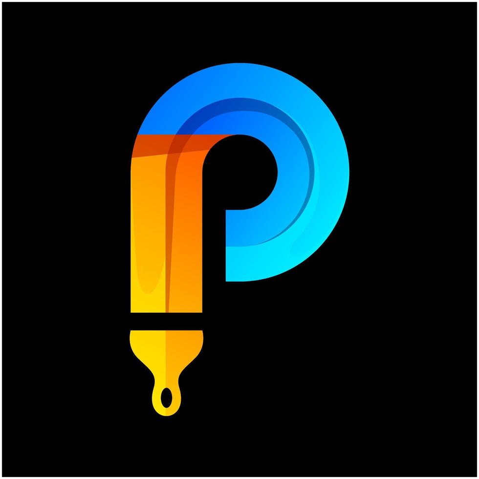letter p paint logo design vector