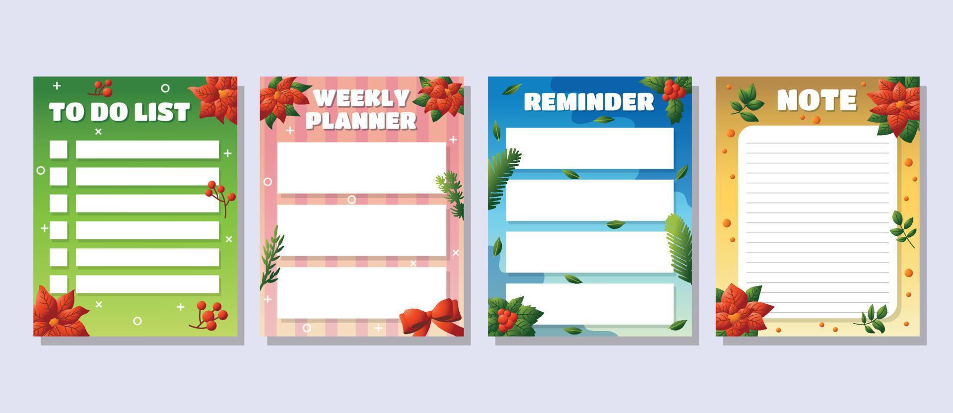 Journal Template Poinsettias Flower vector