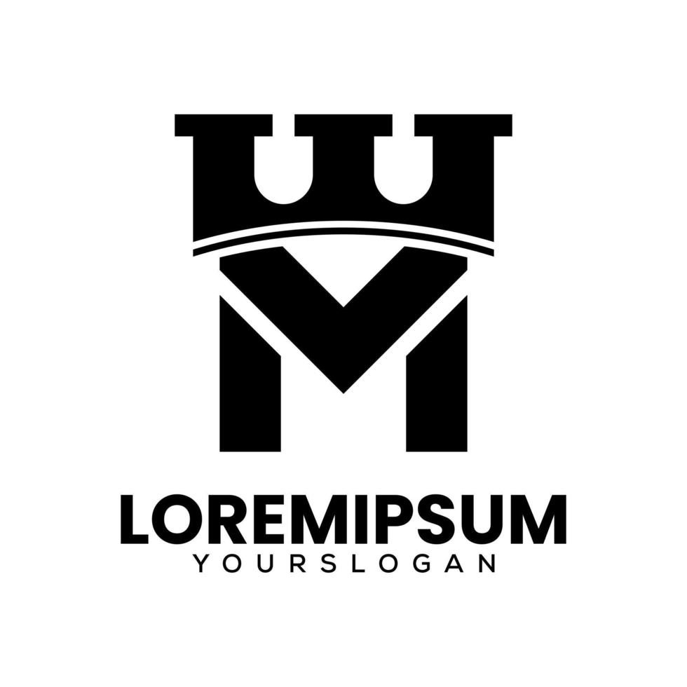 diseño del logotipo de la corona de la letra m vector