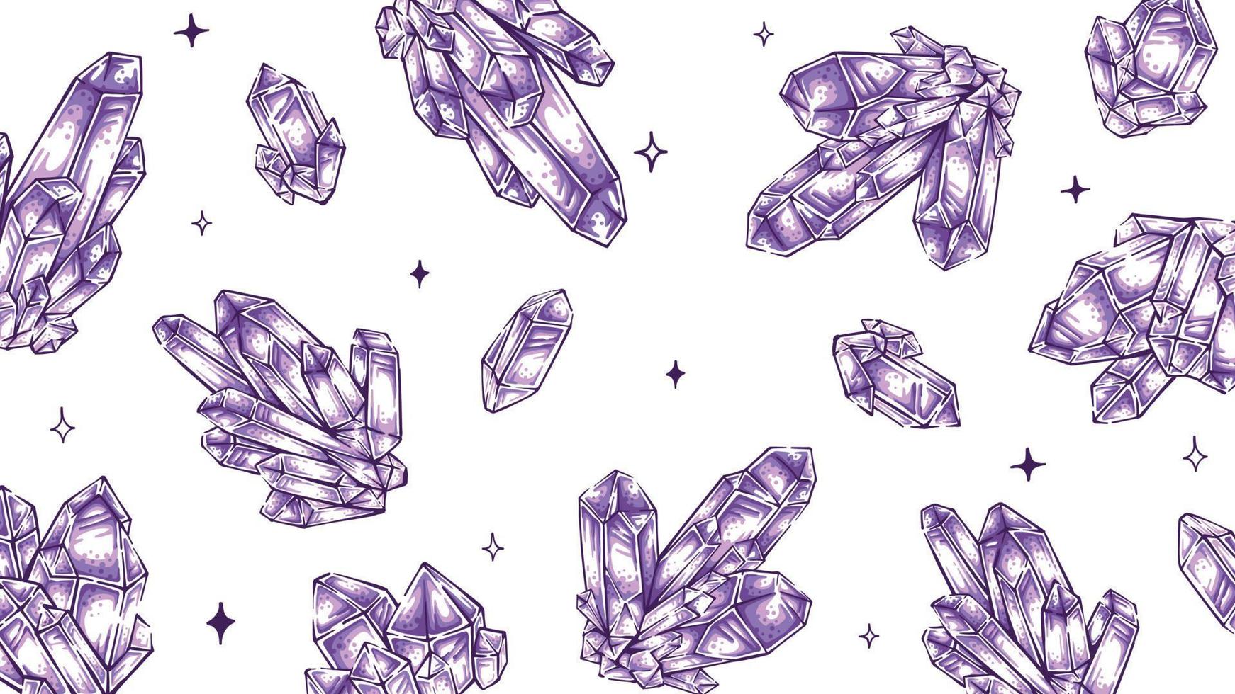 Awesome amethyst crystal quartz collection illustration for background vector