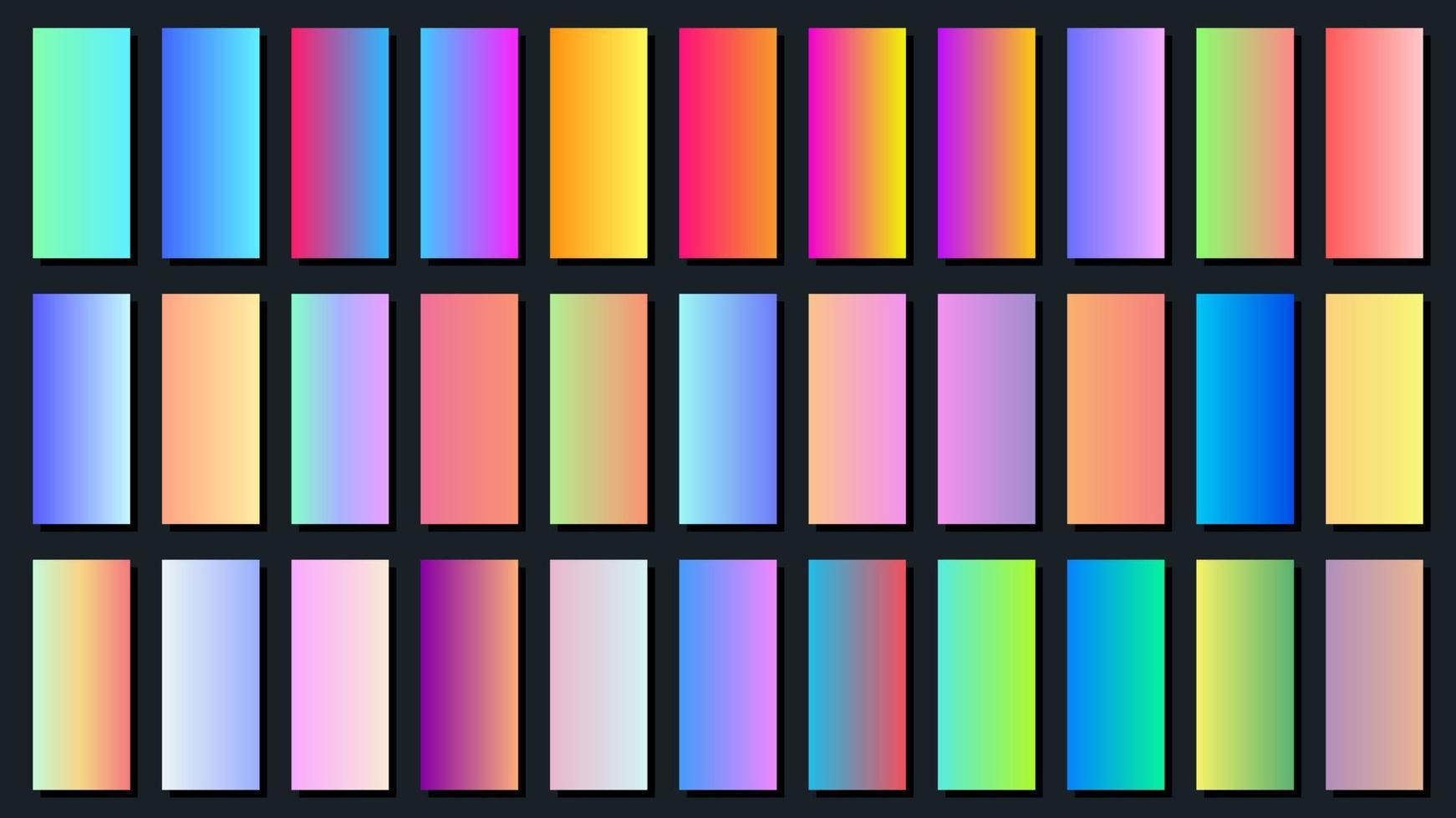 conjunto de muestras de paleta de degradado lineal colorido plantilla de webkit vector