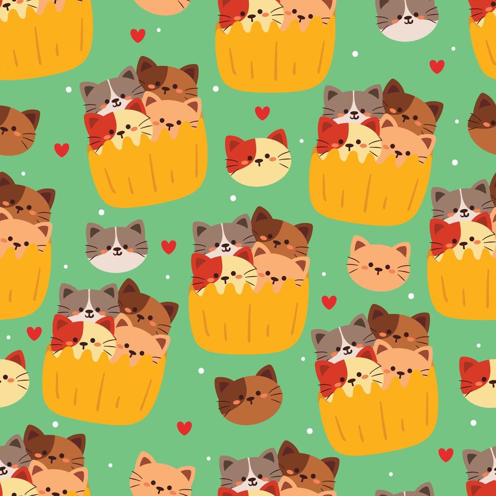 seamless pattern cartoon cat. cute animal wallpaper for textile, gift wrap paper vector