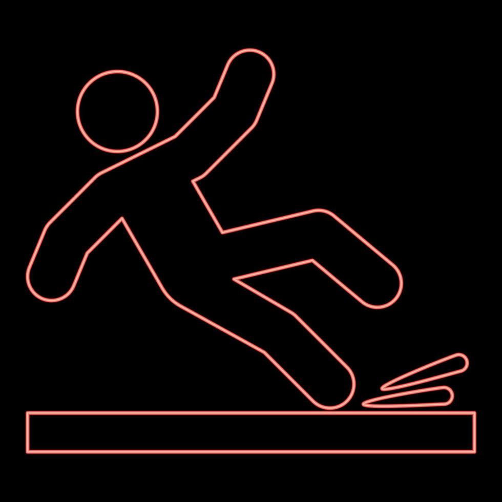 Neon falling man icon red color vector illustration image flat style