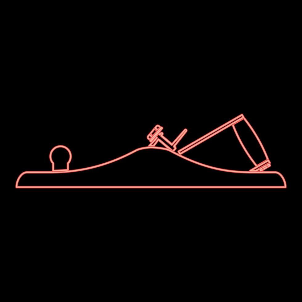Neon jack plane smoothing plane carpenter tool symbol hand tool for carpentry icon red color vector illustration image flat style
