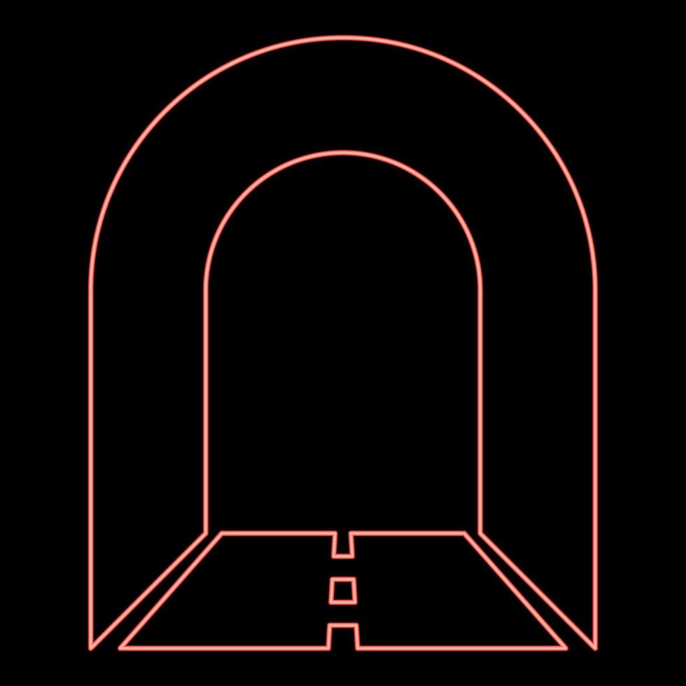 túnel de metro de neón con carretera para coche icono color rojo vector ilustración imagen estilo plano