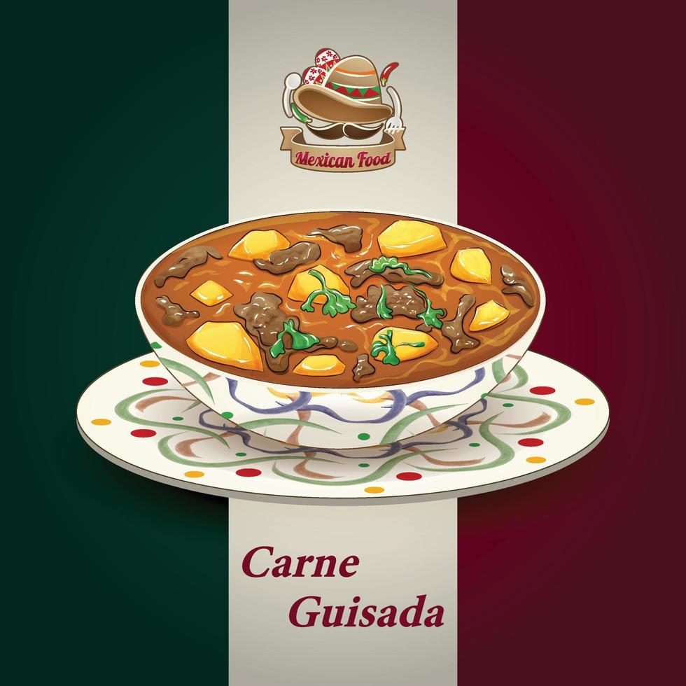 logotipo de comida de méxico dibujado a mano e ilustración de vector gráfico de comida tradicional con bandera mexicana