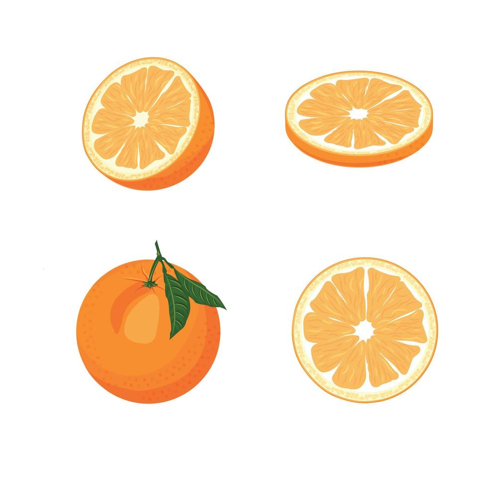 fruta naranja, naranja sobre un fondo blanco. rodajas de naranja vector