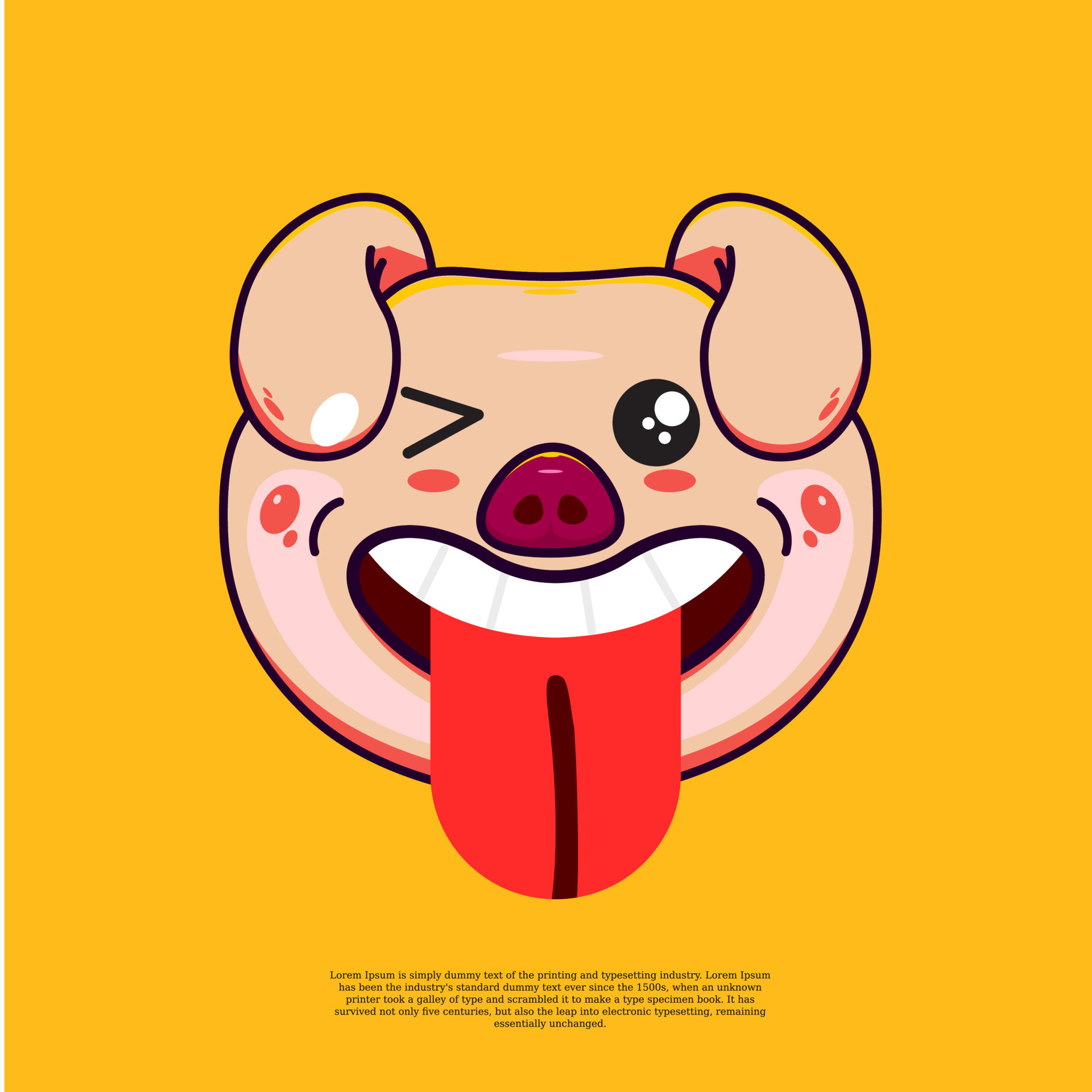 crazy funny pig head emoji illustration emoticon. flat design cartoon  15323641 Vector Art at Vecteezy