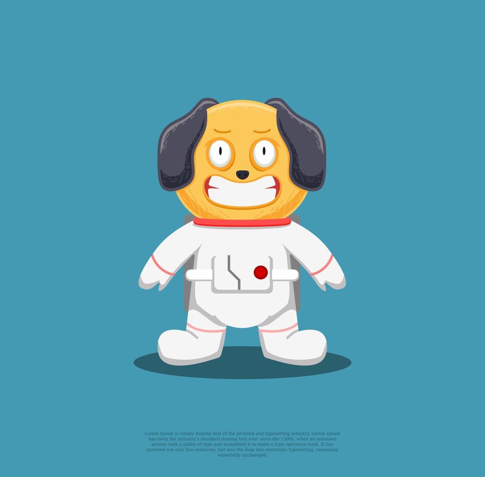 cute dog smile astronaut illustration. flat cartoon style vector