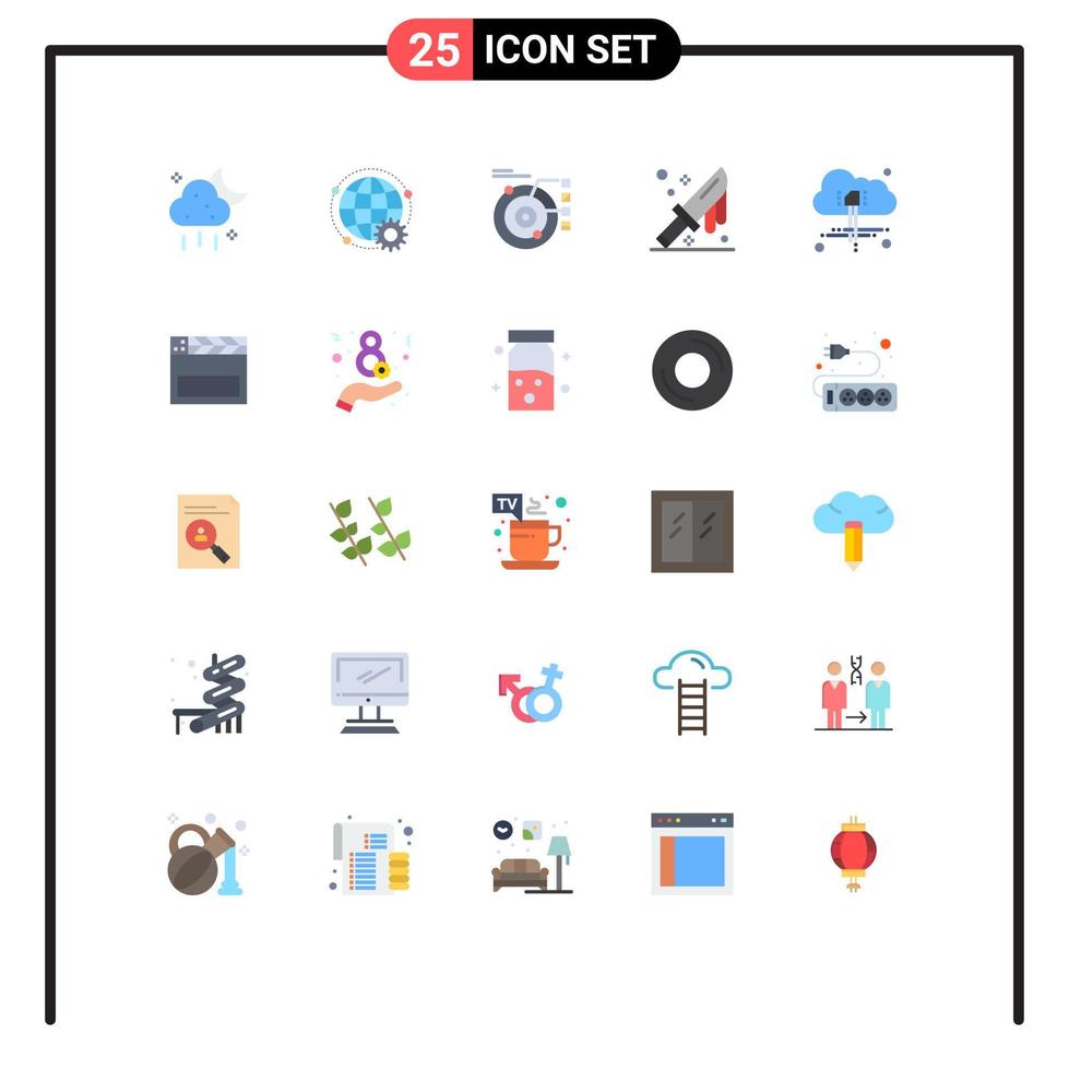 Set of 25 Modern UI Icons Symbols Signs for knife cut multiplayer blood planetary Editable Vector Design Elements